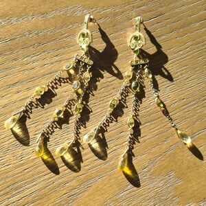 Elegant Gold and Yellow Dangle Earrings